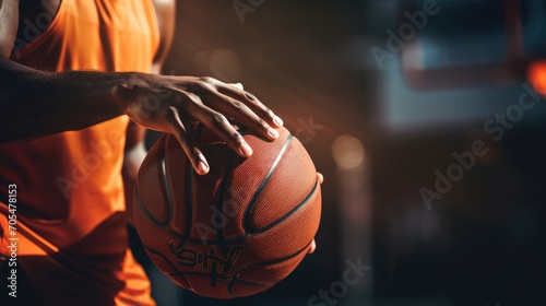 Close up photo of playing basketball, AI generated Image © musa