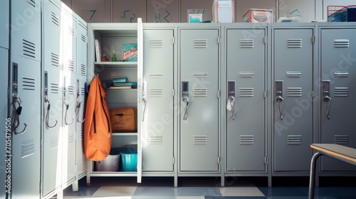 Photograph of Open locker in high school photo