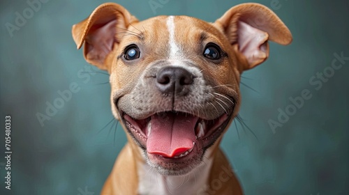 Studio Portrait Funny Excited Bull Terrier, Desktop Wallpaper Backgrounds, Background HD For Designer © PicTCoral