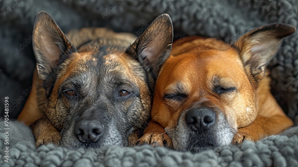 Obraz premium Two Dogs Small Large Lie On, Desktop Wallpaper Backgrounds, Background HD For Designer