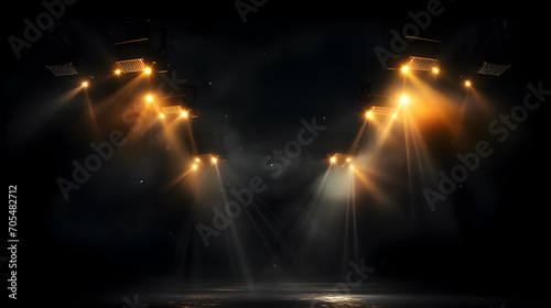 Stage light background with spotlight illuminated stage. Ballet performances or contemporary dance stage. Stage with cool and calm colors backdrop decoration. Theater background.