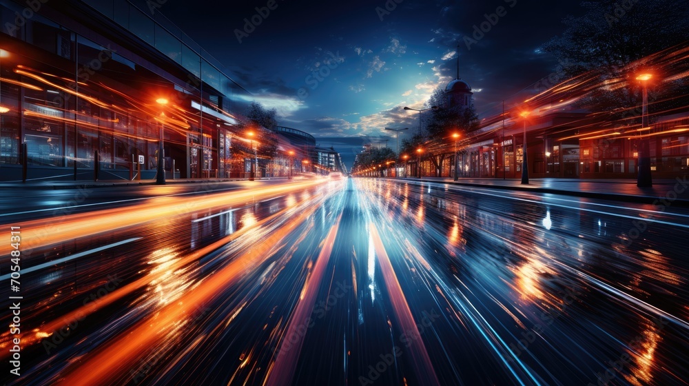 Vehicle speed movement on the road at night