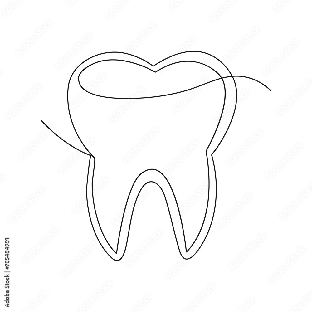 Continuous beautiful one line teeth drawing art design Continuous beautiful one line teeth drawing art design