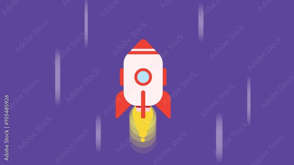 Animation of flying red rocket. Animation of flying red rocket.