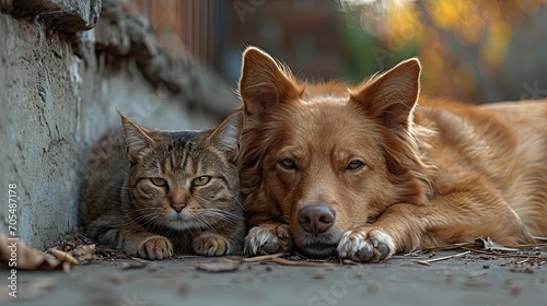 Stray Dog Cat Caring Each Other, Desktop Wallpaper Backgrounds, Background HD For Designer