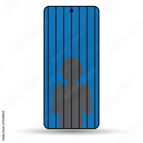 Smart phone prisoner and addiction concept