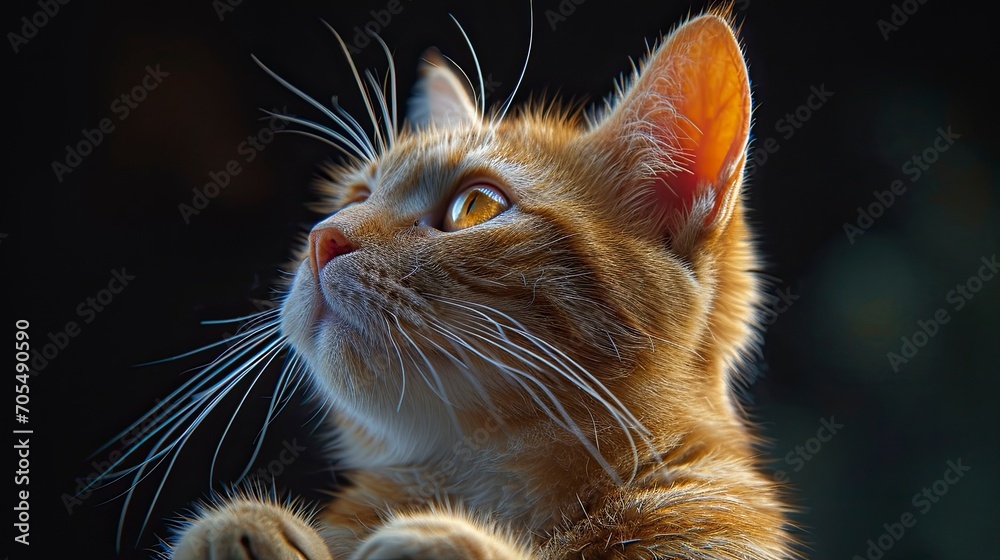 Ginger Cat Sits Back Raised Paw, Desktop Wallpaper Backgrounds, Background HD For Designer