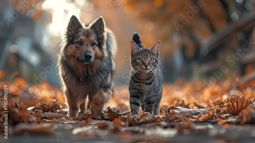 Furry Friends Dog Cat Walk Amicably  Desktop Wallpaper Backgrounds  Background HD For Designer