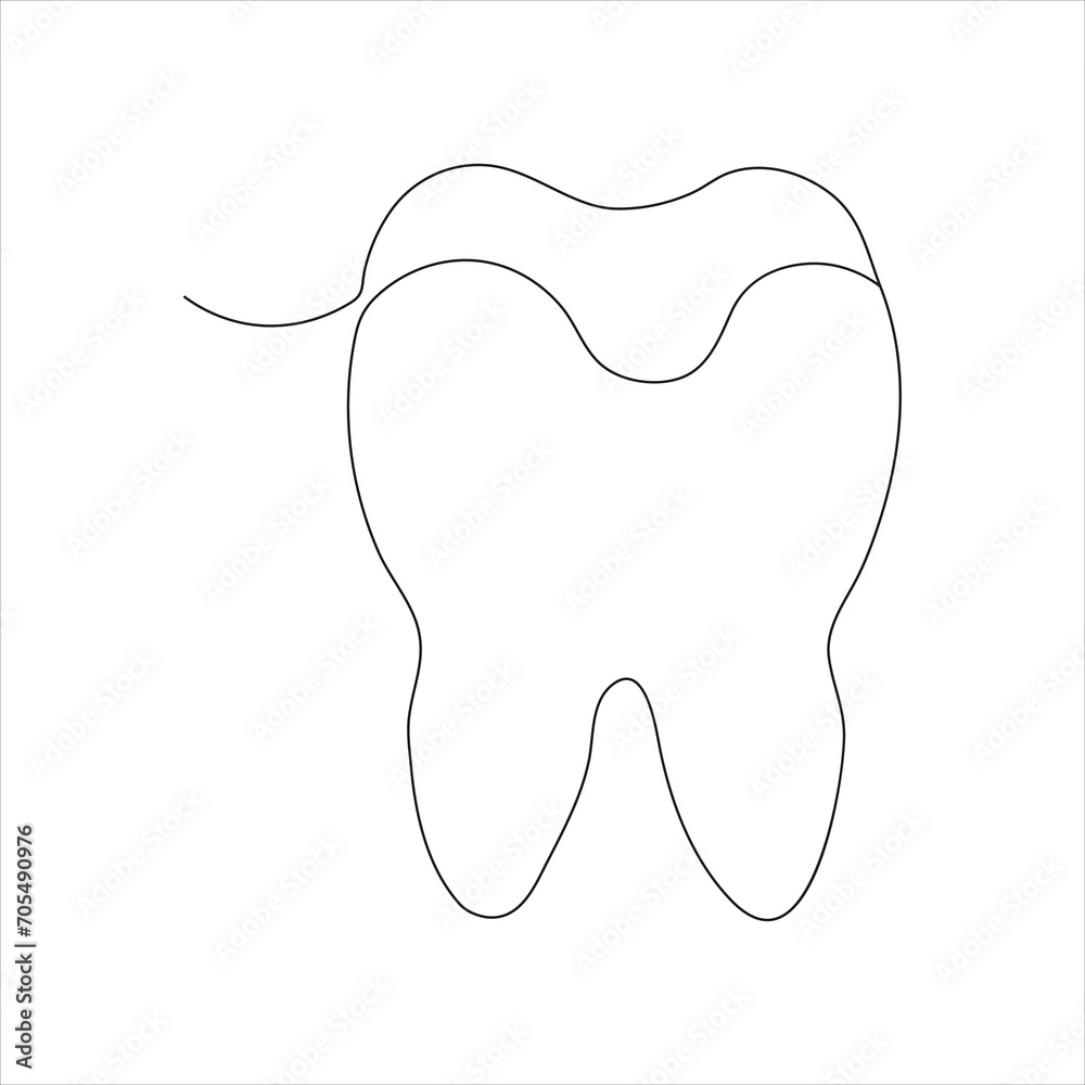 Obraz premium Continuous beautiful one line teeth drawing art design