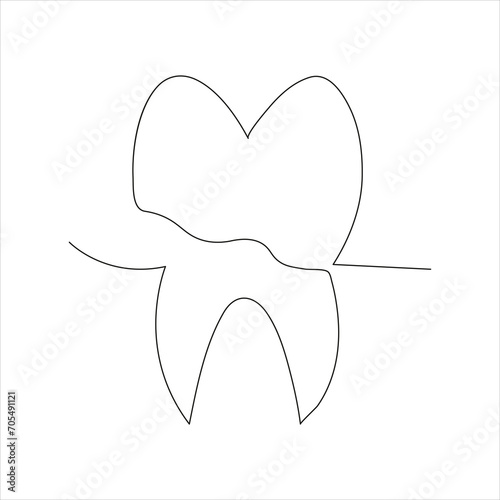 Continuous beautiful one line teeth drawing art design