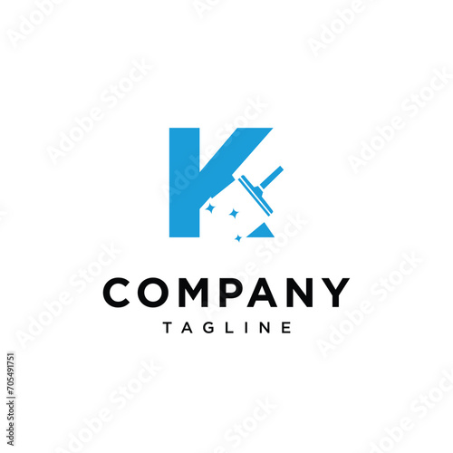 Letter K Glass cleaning logo icon vector template.eps