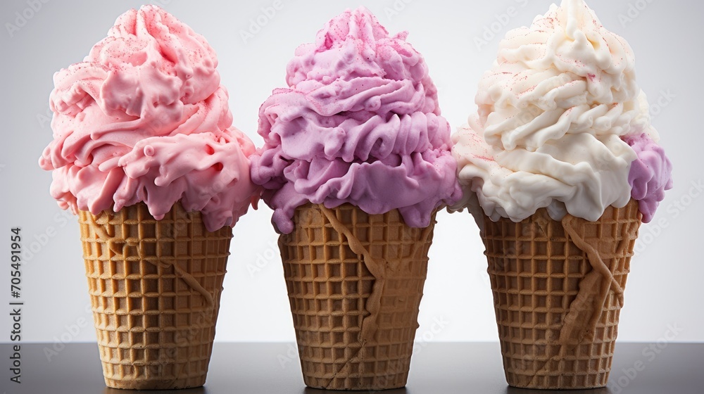 Ice Cream with different flavors in each Wafer Cone Ice Cream with different flavors in each Wafer Cone