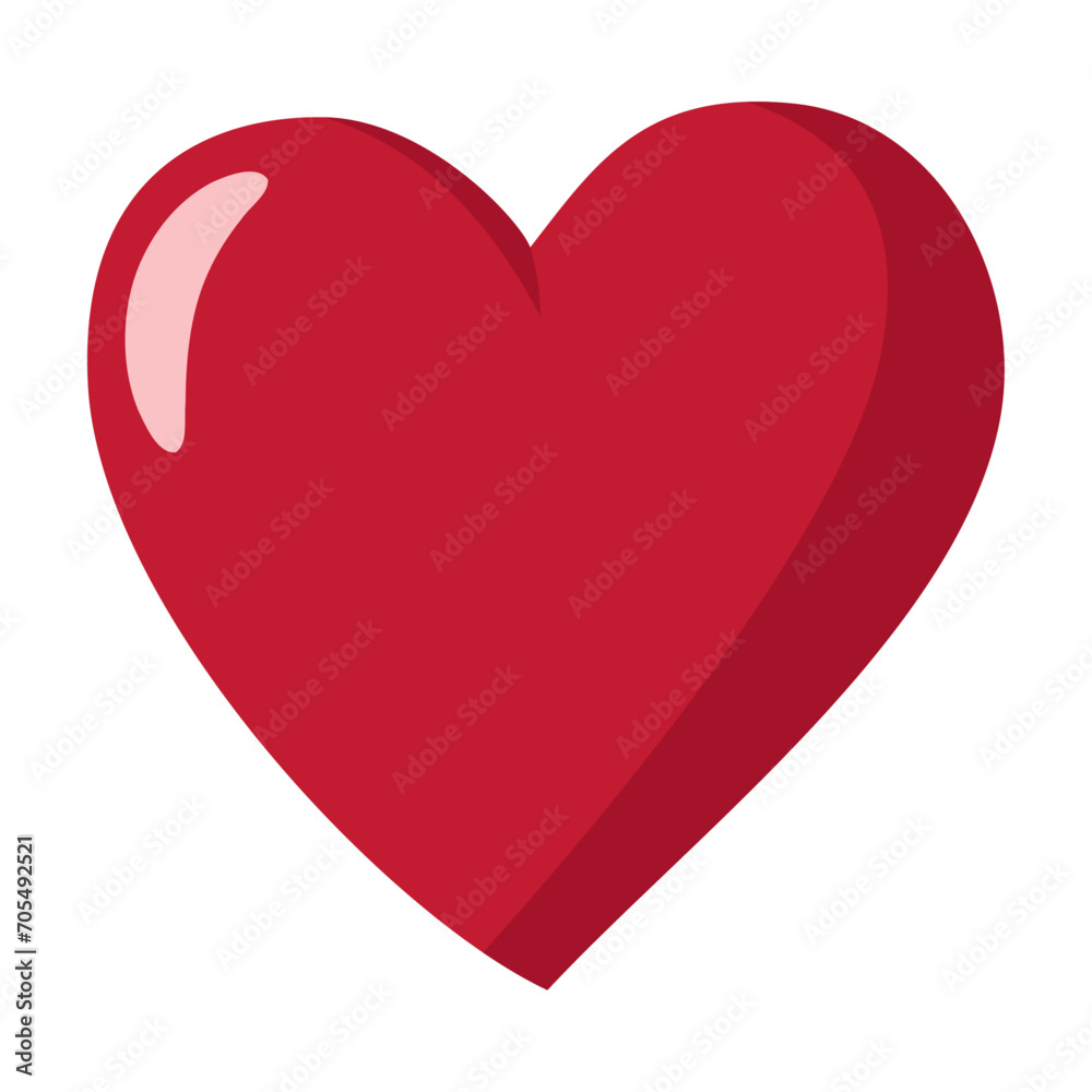 Hand Drawn Red Heart, Three Dimensional. Cartoon Element for Valentines Day, Wedding and Love Concept Vector Illustration. Hand Drawn Red Heart, Three Dimensional. Cartoon Element for Valentines Day, Wedding and Love Concept Vector Illustration.