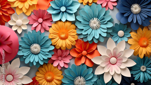 paper art pastel color flower abstract background, 3d rendering © PNG