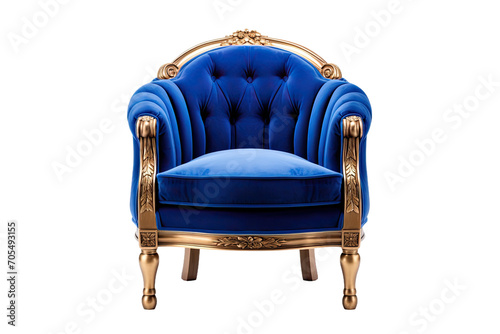 Timeless Velvet Barrel Chair with Classic Appeal Isolated on Transparent Background photo