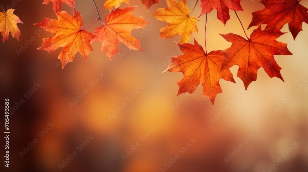 Fall background featuring vibrant autumn maple leaves