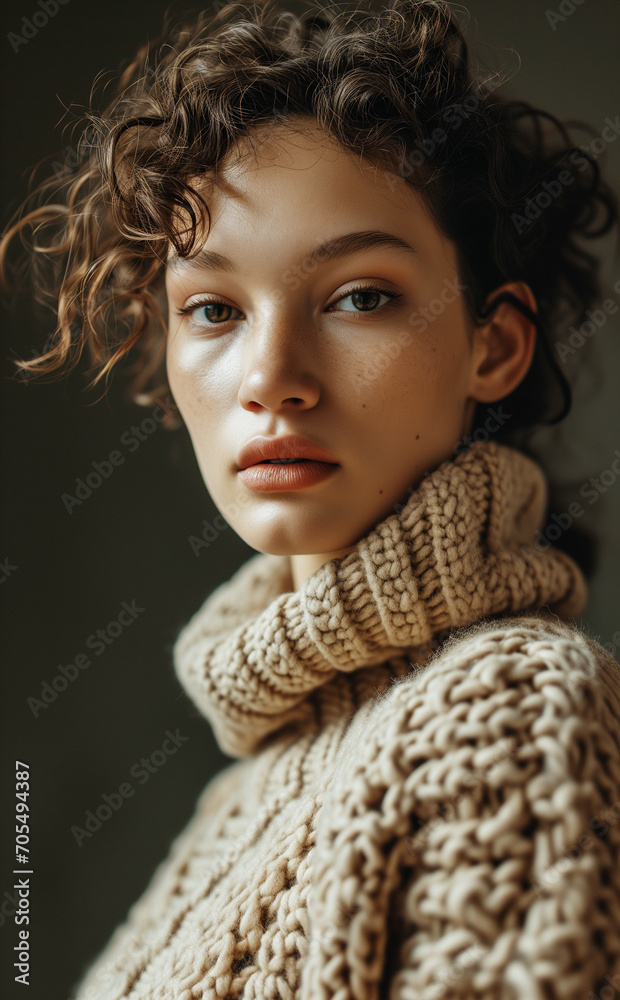 woman in knitted sweater, ai woman in knitted sweater, ai