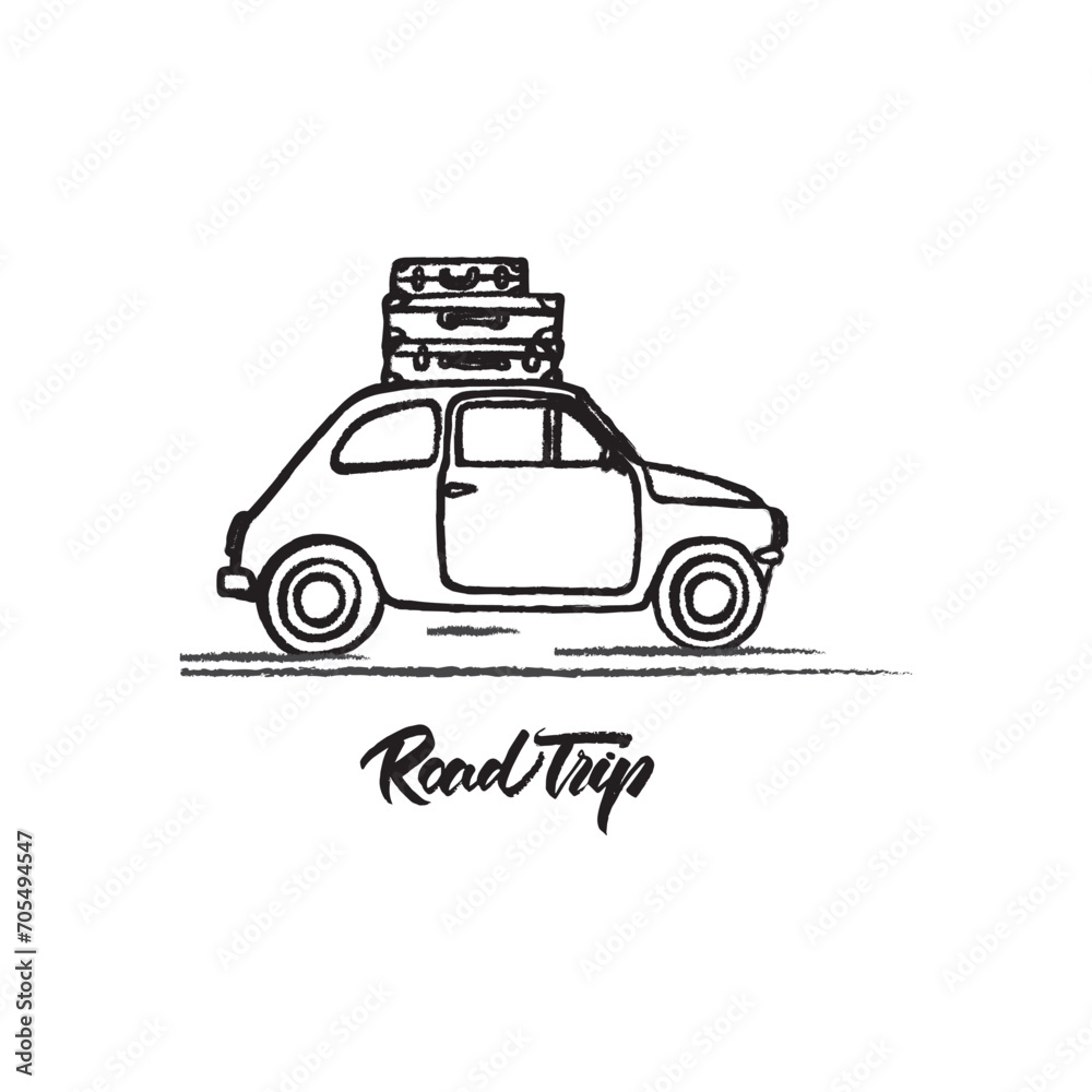 Hand draw road trip logo