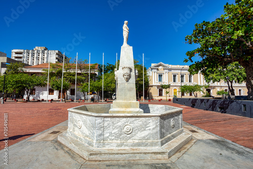 Fuente De Las Cuatro Caras. Plaza de Bolivar in the historic center of Santa Marta, capital of Magdalena Department. Colombia. photo