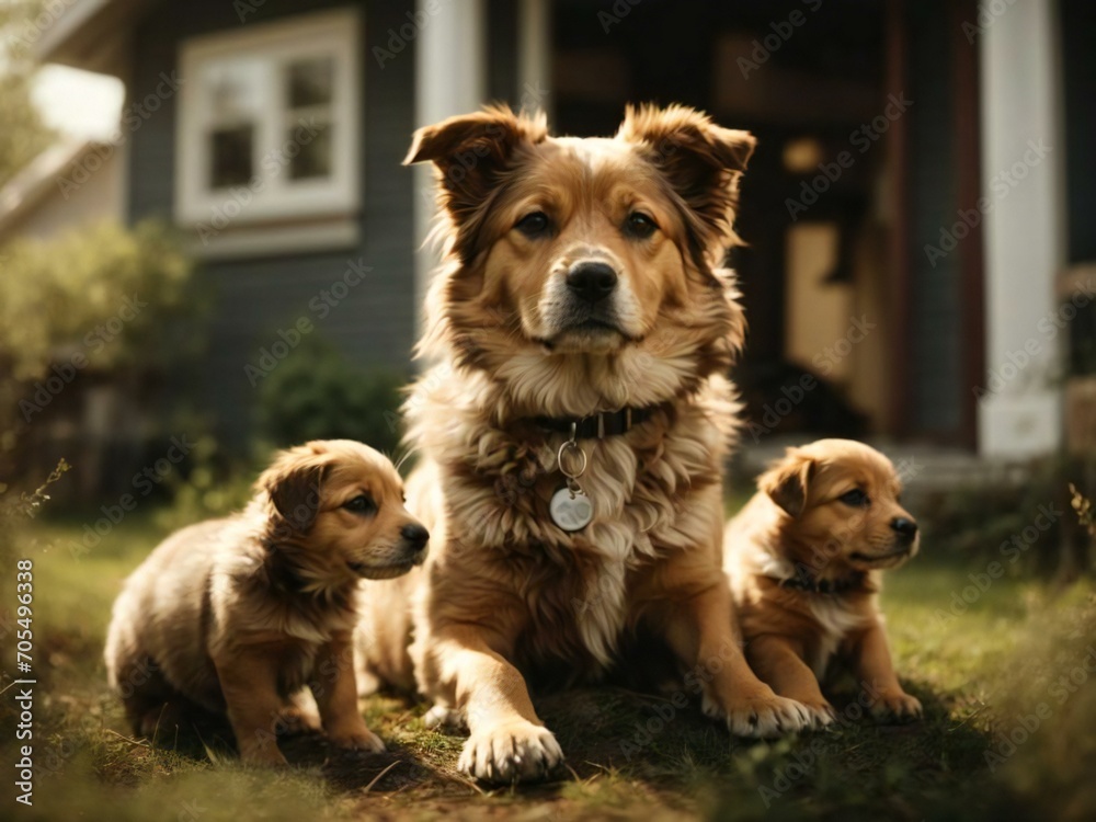 Dog and puppies Generative AI Dog and puppies Generative AI