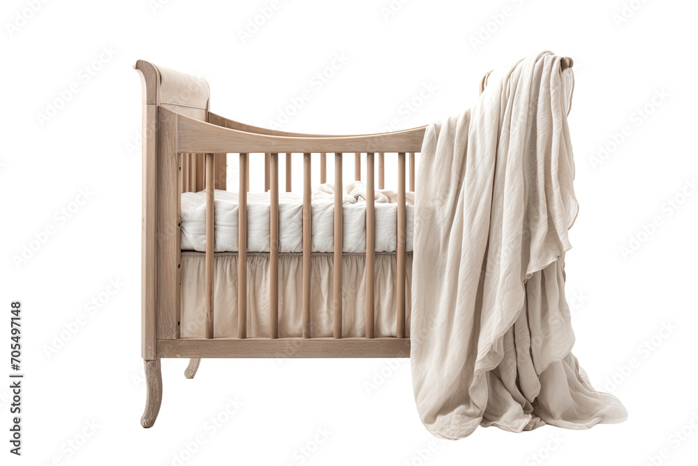 Stylish Crib Infant Bed Render Isolated on Transparent Background - obrazy, fototapety, plakaty 