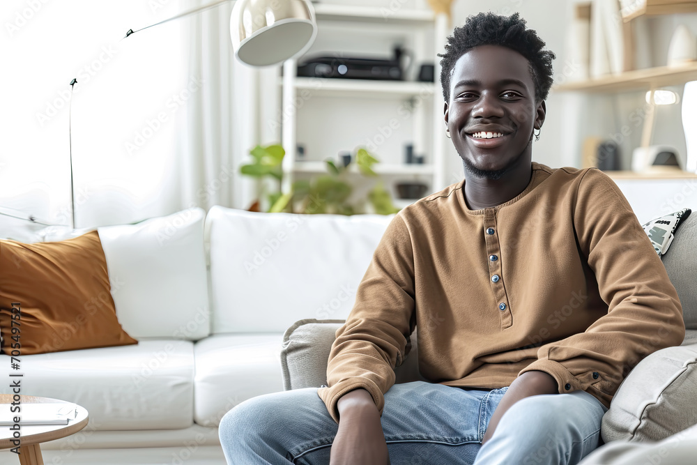 Relaxed Male in Modern Living Space Relaxed Male in Modern Living Space