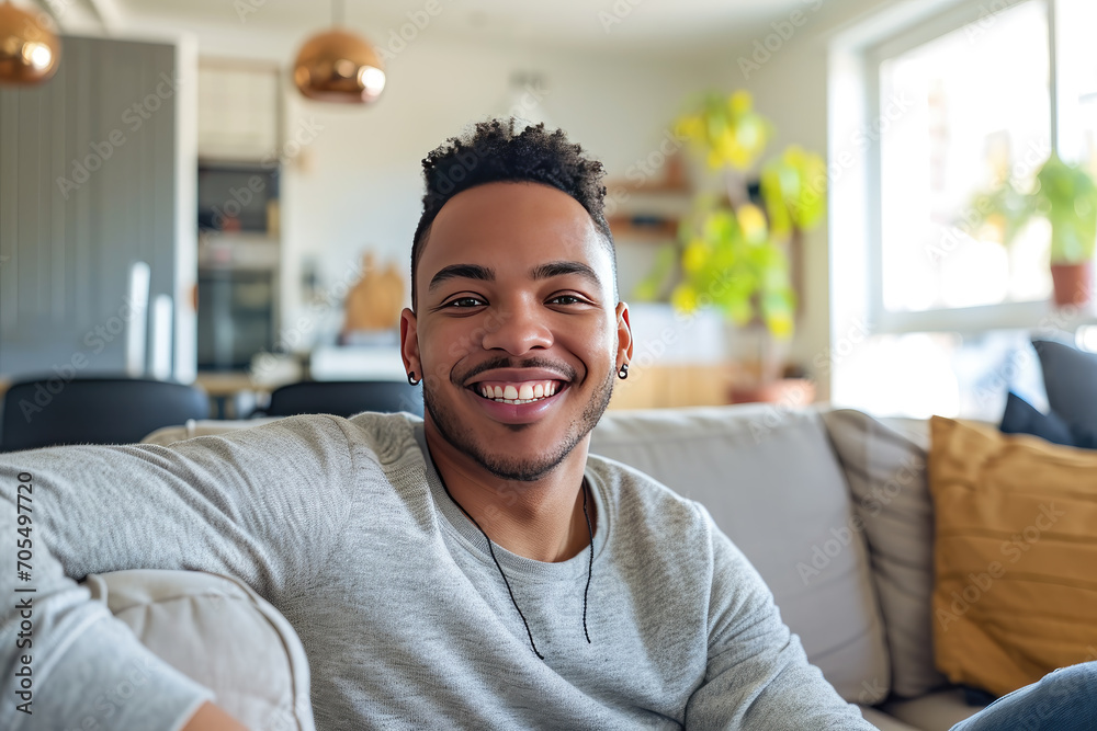 Casual Elegance: Young Man in Modern Apartment Casual Elegance: Young Man in Modern Apartment