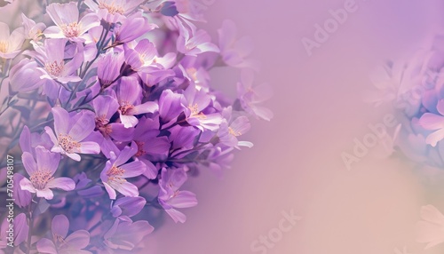 Fototapeta Naklejka Na Ścianę i Meble -  Purple blossoms in an abstract flowery background with gentle pastel colors