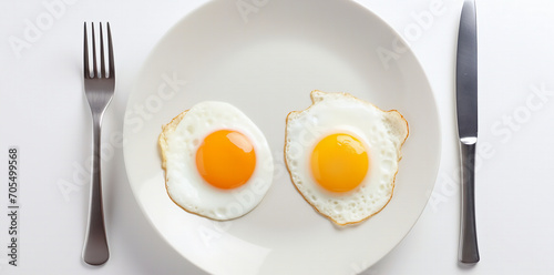 Scrambled eggs of two eggs on a white plate.