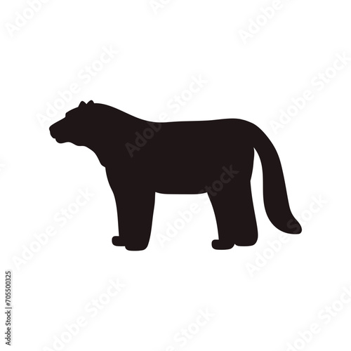Amur tiger goes black silhouette, predatory animal from taiga forest, big wild cat, vector Panthera or Bengal tiger
