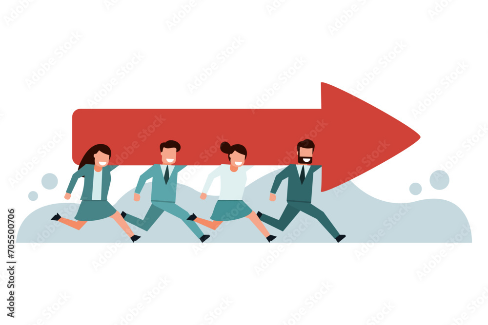 Team of business people helping each other hold graph arrows to grow. Team development. Having goals that lead to success. Business people with the same business direction. career growth concept.