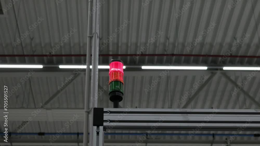 Red warning light in the production line Red warning light in the production line