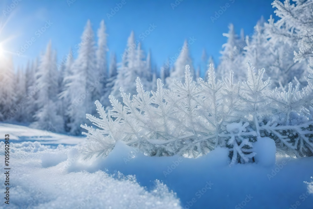 A close-up of frost on a snow-covered sign.