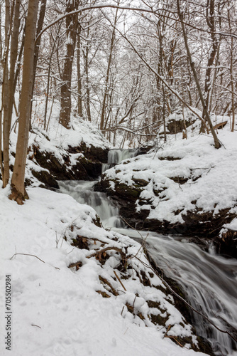 Long exposure photo of snowy waterfall © Cavan