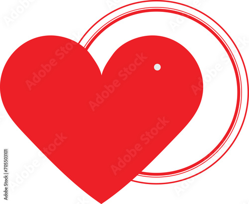 red heart on white with variation