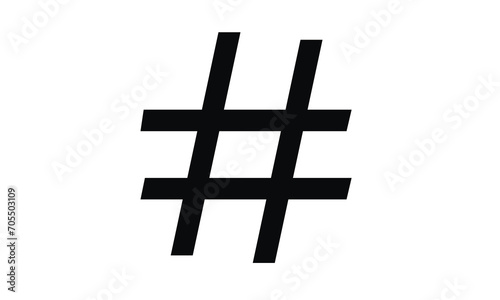 Hashtag symbol on white background