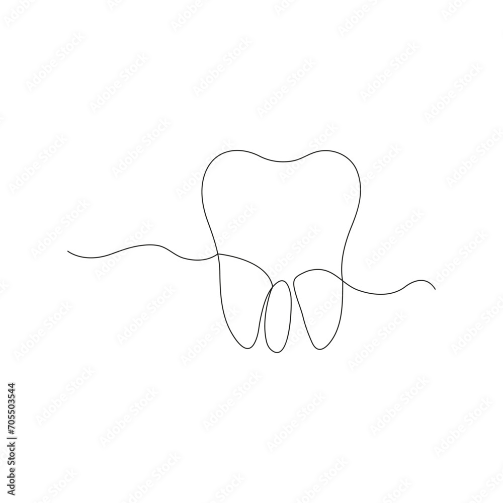 Continuous one line teeth drawing art design Continuous one line teeth drawing art design