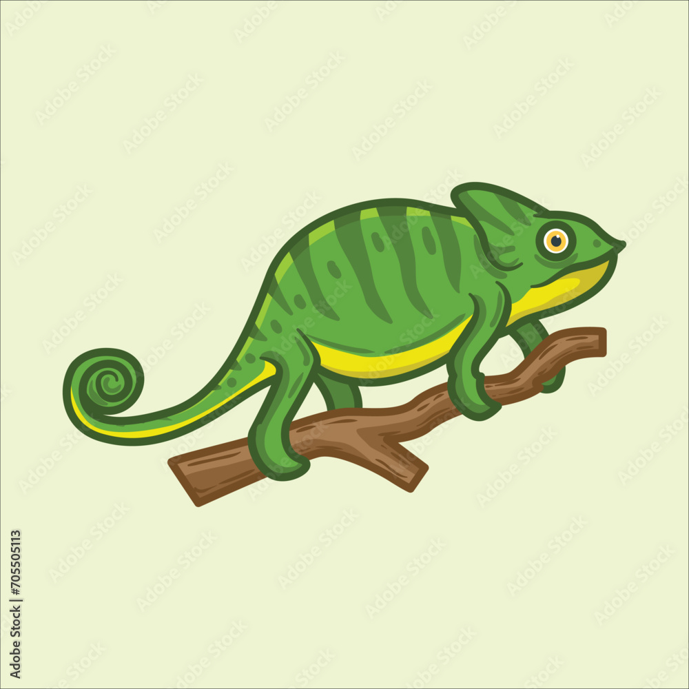 Fototapeta premium Cute chameleon cartoon vector illustration