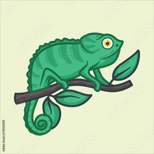 Fototapeta Naklejka Na Ścianę i Meble -  Cute chameleon cartoon vector illustration
