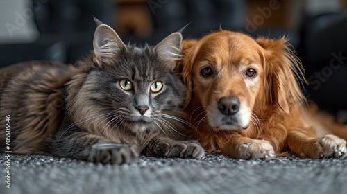 Cat Dog Eating Together Bowls Indoors, Desktop Wallpaper Backgrounds, Background HD For Designer