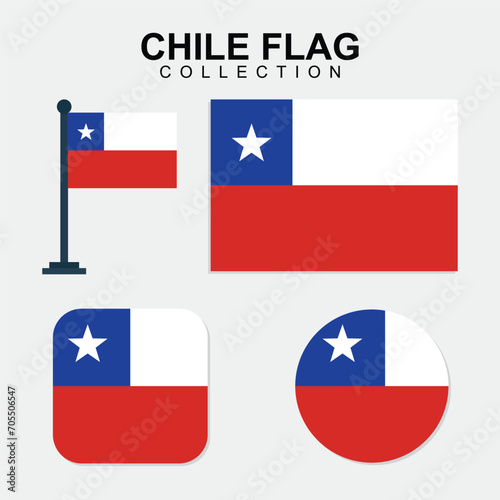 Chile Country National Flag set