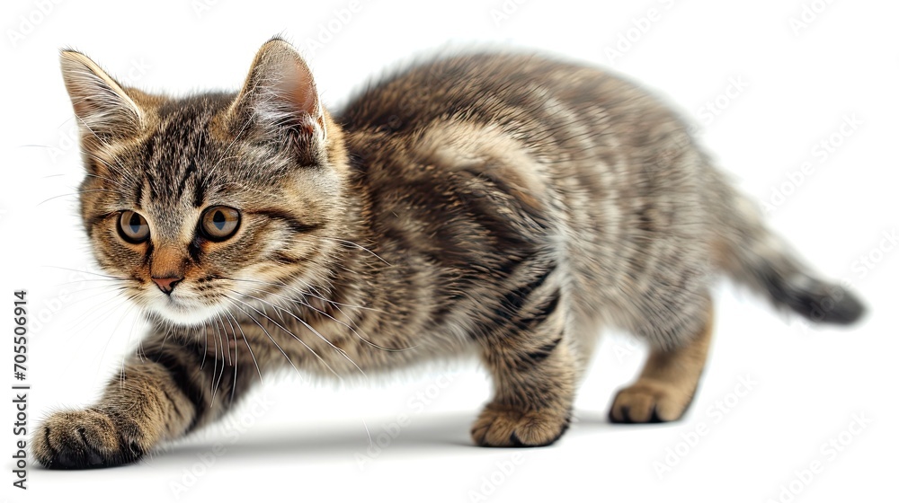 Obraz premium Cute Cat Walk Isolated On White, Desktop Wallpaper Backgrounds, Background HD For Designer