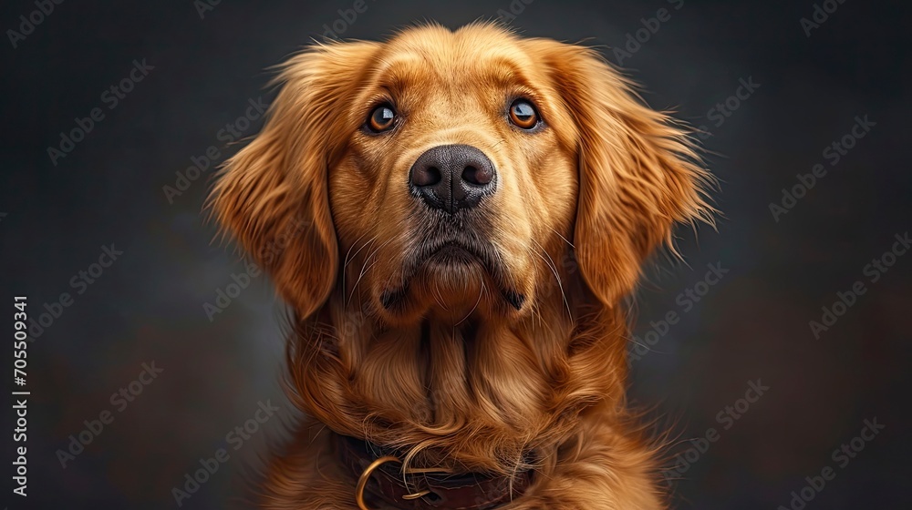 Adorable Golden Retriever Dog Holding Leash, Desktop Wallpaper Backgrounds, Background HD For Designer