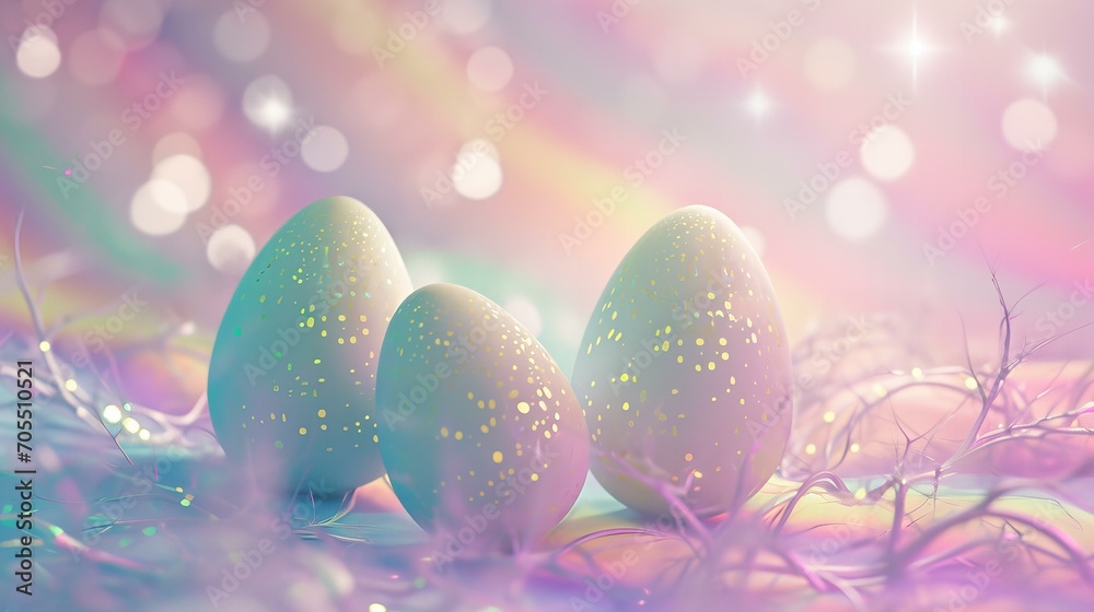 Y2K aesthetic abstract futuristic Easter card with eggs Y2K aesthetic abstract futuristic Easter card with eggs