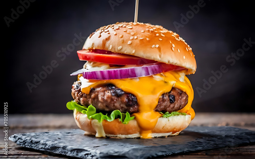 Capture the essence of Burger in a mouthwatering food photography shot