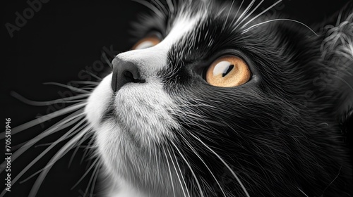 Black White Mixedbreed Cat Happy Border, Desktop Wallpaper Backgrounds, Background HD For Designer photo