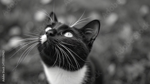 Black White Mixedbreed Cat Happy Border, Desktop Wallpaper Backgrounds, Background HD For Designer photo