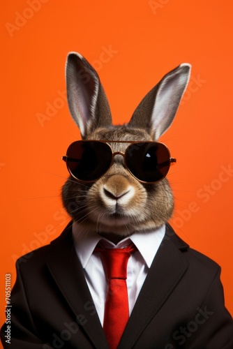 Cute rabbit in a business suit and cool sunglasses 