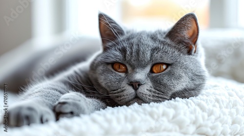 British Shorthair Cat Lying On White, Desktop Wallpaper Backgrounds, Background HD For Designer
