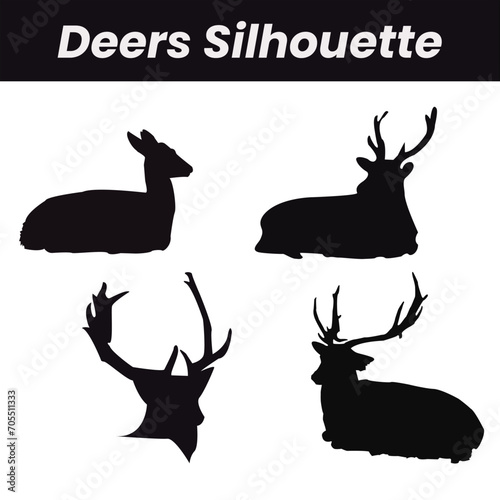 Deer Silhouette Isolated on White Background

